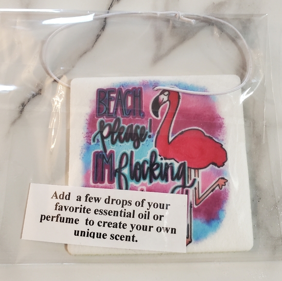 Beach Please I'm Flocking Fabulous Car Air Freshener - Picture 3 of 4